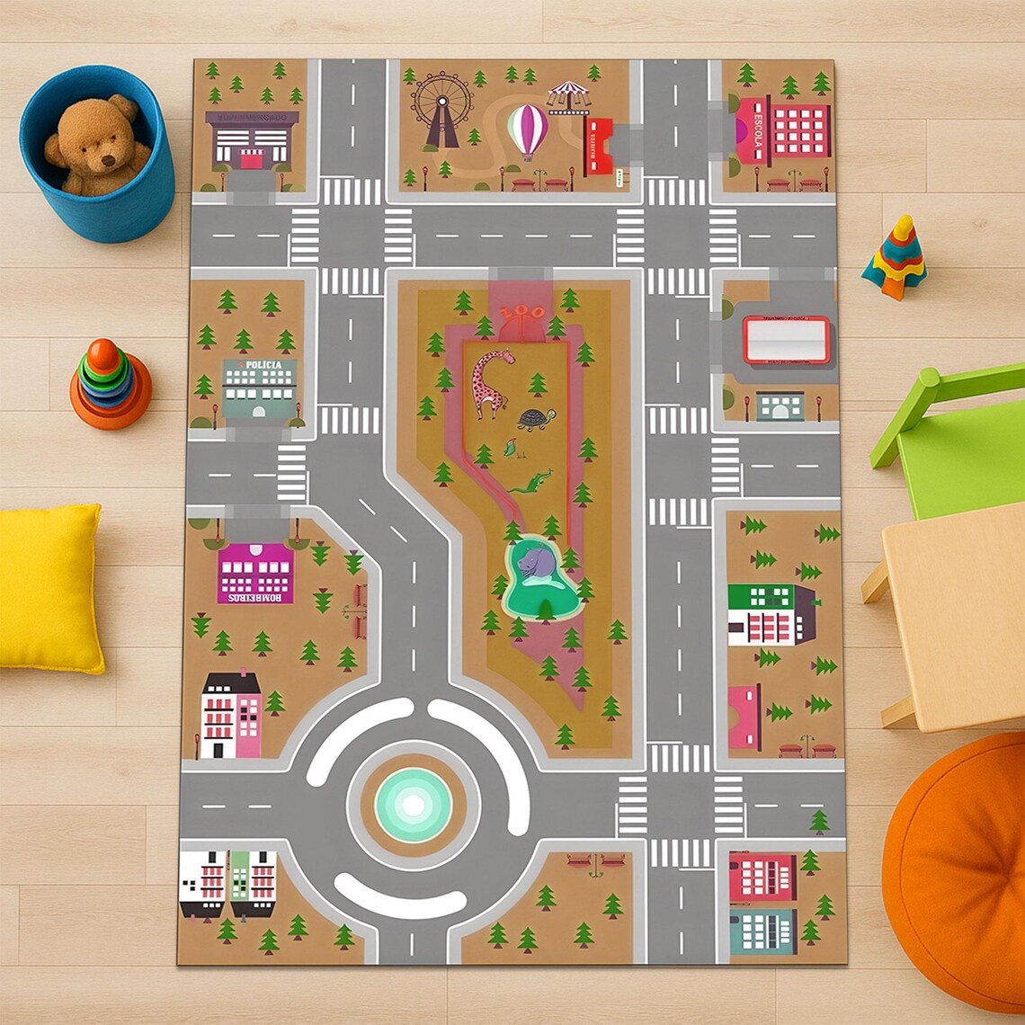 Cartoon City Road Map Print Ki - Commercial Road Printing avaliação e preço