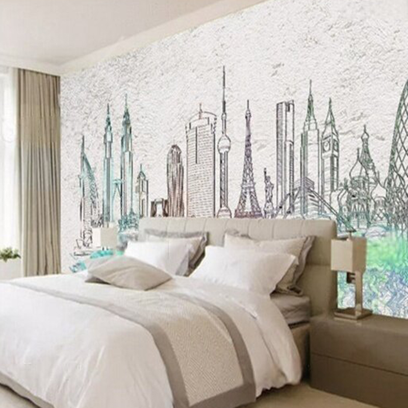 Modern watercolor city silhoue - Commercial Wallpaper Printing avaliação e preço