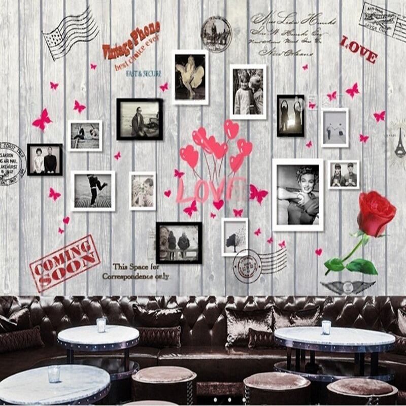 European and American wood gra - Commercial Wallpaper Printing avaliação e preço